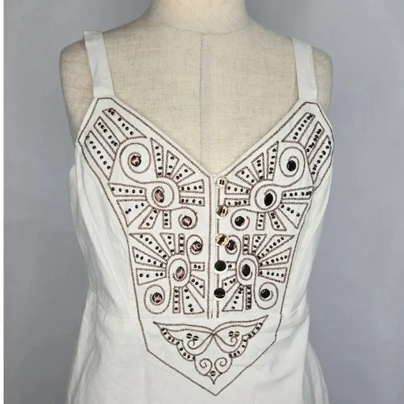 Vintage Metrostyle Cotton Linen Embroidered Maxi Dress size 6 - Picture 2 of 4